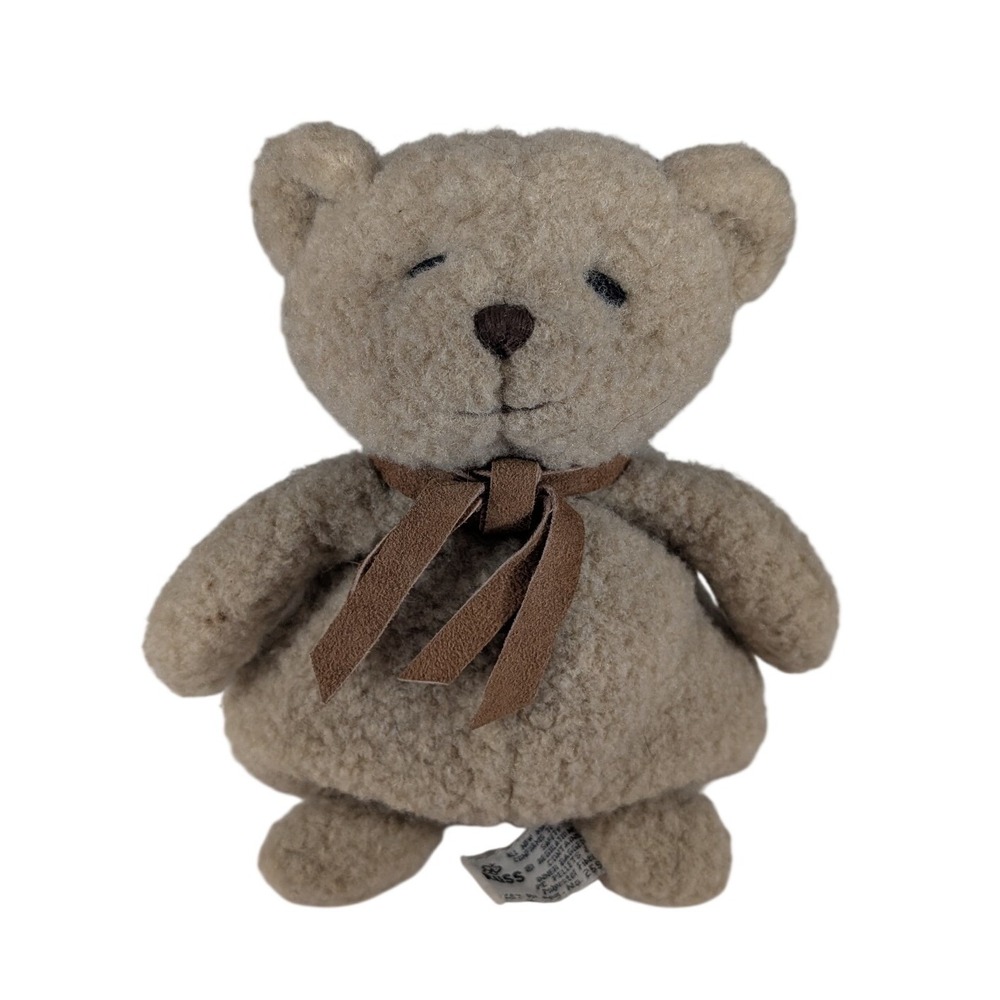 Russ Berrie Pudgy Teddy Bear Plush Tan Sherpa Weighted 4350 Vintage 8 Inch